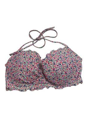 Sundazed Womens Bandeau Floral Multicolor 36C Nylon Spandex Ruffle Detail New